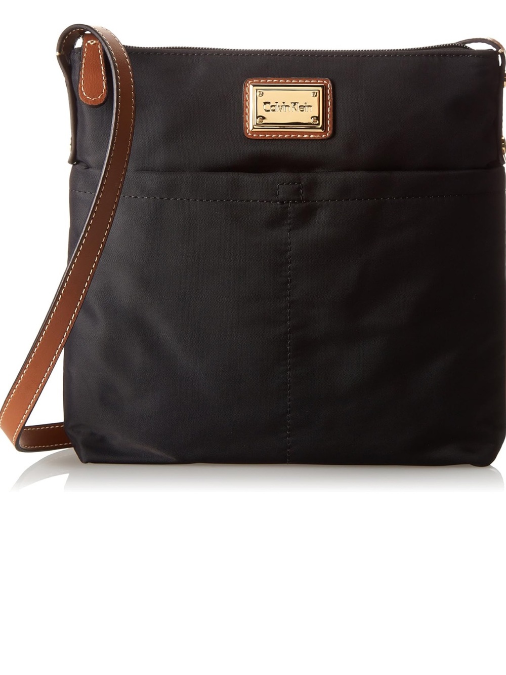 Calvin Klein Black Messenger Bag with Brown Strap
